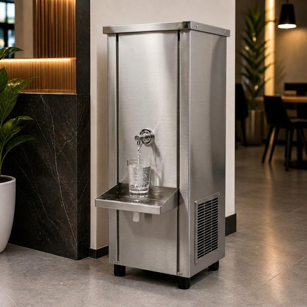 Gurubhai Equipments 40L Stainless Steel Water Cooler | Commercial Drinking Water Cooler Machine | Heavy Duty Electric Water Cooler for Office, School & Restaurant