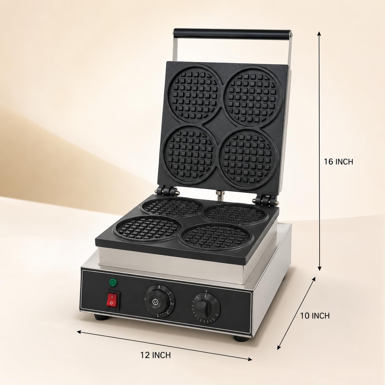 Gurubhai Equipments Round Rotating Waffle Machine, Commercial Electric Waffle Maker Machine, Professional Belgian Waffle Maker for Cafe Bakery