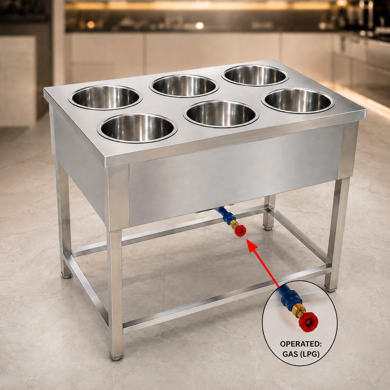 Gurubhai Equipments Electric Bain Marie Commercial Food Warmer Steam Table Buffet Counter for Restaurant Catering