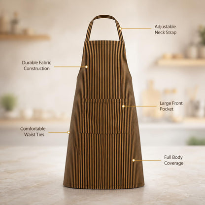 GURUBHAI EQUIPMENTS Chef Apron with Hat Set | Adjustable Kitchen Apron with Front Pocket for Men & Women | Professional Cooking Uniform for Restaurants, Cafés & Catering Use