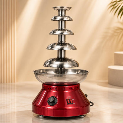 Gurubhai Equipments Electric Chocolate Fountain Machine with Stainless Steel Tower | 5-Tier Chocolate Fountain | Motor & Heating Control for Parties, Hotels, Catering & Events