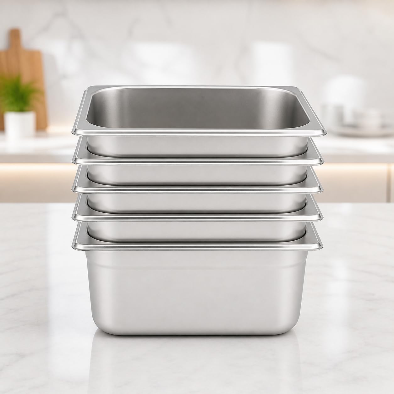 GURUBHAI EQUIPMENTS GN Pan 1/6 Size – 150mm (6" Deep) Stainless Steel Gastronorm Food Container with Lid | Commercial Kitchen, Hotel & Restaurant Use | Durable & Rust-Resistant