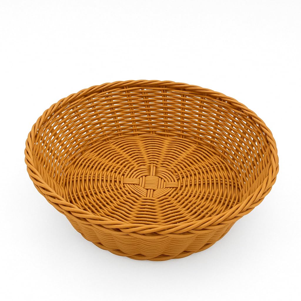 Gurubhai Equipments Round Roti Basket Set of 6 |Bread Basket |Woven Plastic Serving Baskets for Snacks, Chapati, Bakery Items & More | Durable & Easy-to-Clean for Home, Café & Restaurant Use, Brown