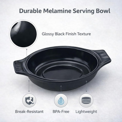 GURUBHAI EQUIPMENTS Melamine Gravy Serving Bowls with Handles | Durable Heat-Resistant Serving Dish for Curry, Dal, Sabzi & Starters | for Home, Hotel & Restaurant Use