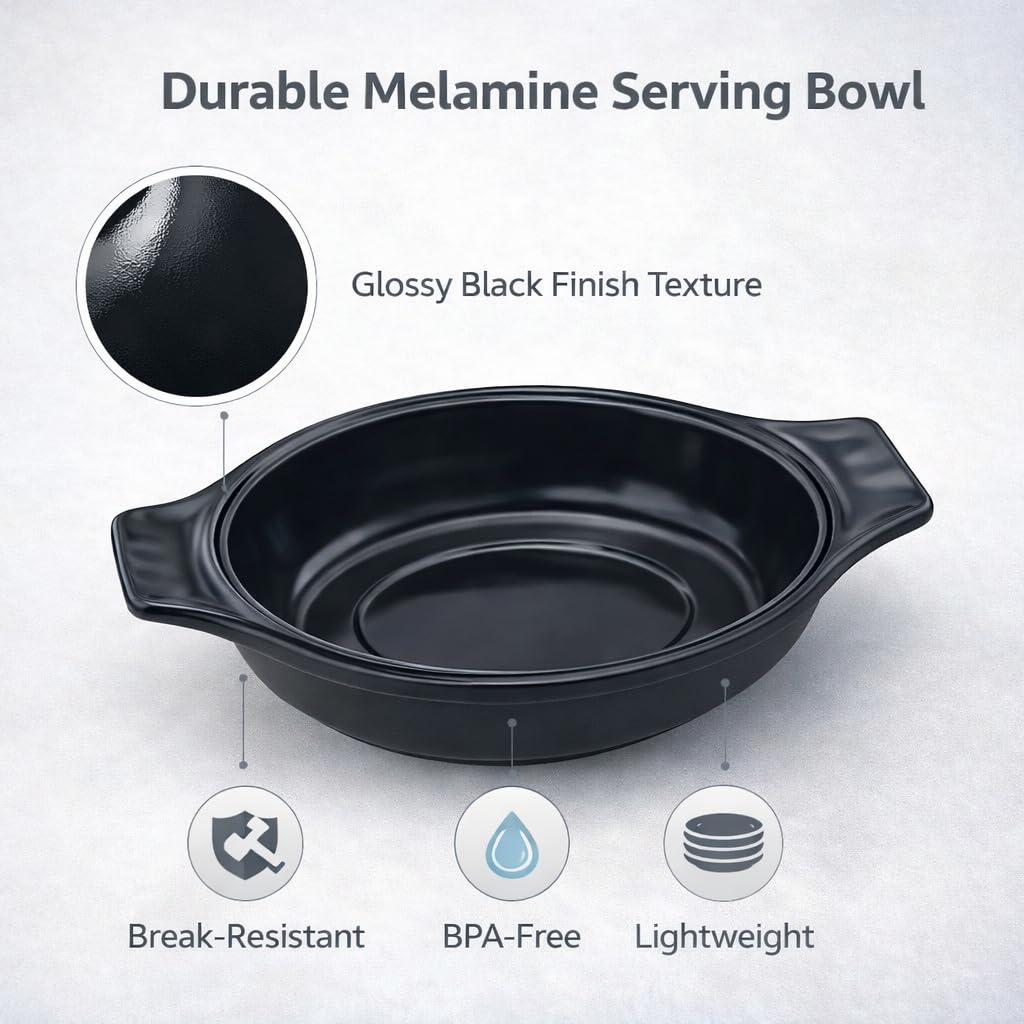 GURUBHAI EQUIPMENTS Melamine Serving Bowl Set of 6 for Biryani, Rice, Pulao, Curries, Salads & Soups | Unbreakable, Lightweight, Food-Grade, Dishwasher Safe Tableware