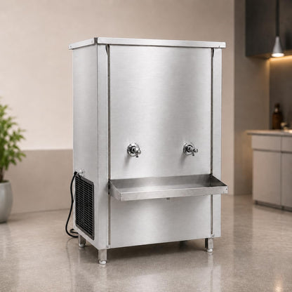 Gurubhai Equipments 200L Stainless Steel Water Cooler | Commercial Drinking Water Cooler Machine | Heavy Duty Electric Water Cooler for Office, School & Restaurant