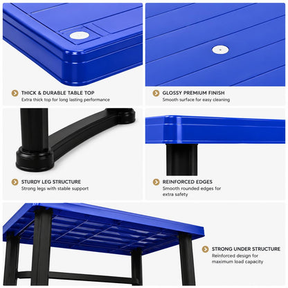 GURUBHAI EQUIPMENTS Melody Plastic Dining Table & Chair Rectangular Table for Home Cafe Restaurant Dining Use Blue Pack of 1