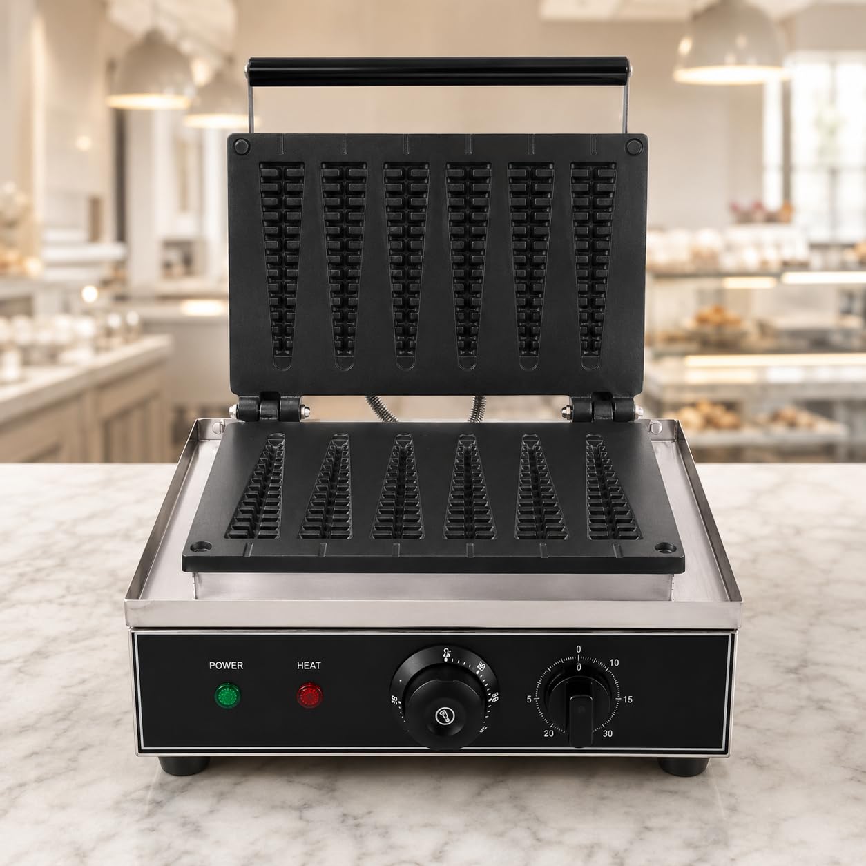 Gurubhai Equipments Lolly Stick Waffle Machine 6 Slot, Commercial Electric Waffle Stick Maker, Professional Waffle Machine for Cafe Bakery