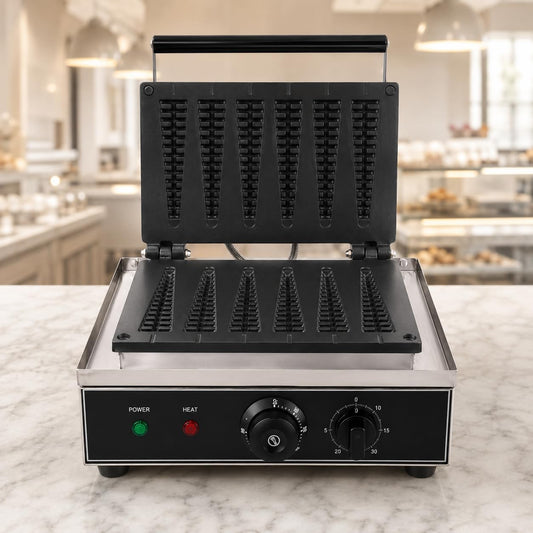 Gurubhai Equipments Lolly Stick Waffle Machine 6 Slot, Commercial Electric Waffle Stick Maker, Professional Waffle Machine for Cafe Bakery