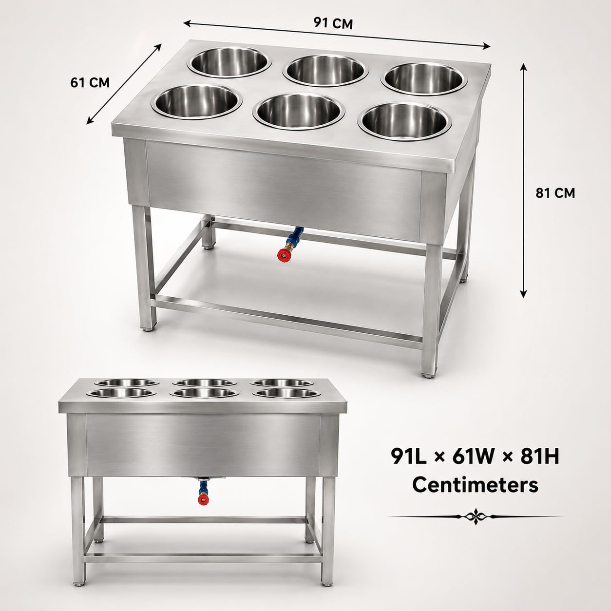 Gurubhai Equipments Electric Bain Marie Commercial Food Warmer Steam Table Buffet Counter for Restaurant Catering