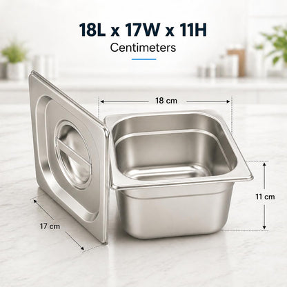 GURUBHAI EQUIPMENTS Gn Pan Food Container 1/2 100mm (4" Deep) Stainless Steel Gastronorm Pan with Lid-(Set of 1) – Easy-to-Clean Food Storage Solution for Commercial Kitchens, Catering use