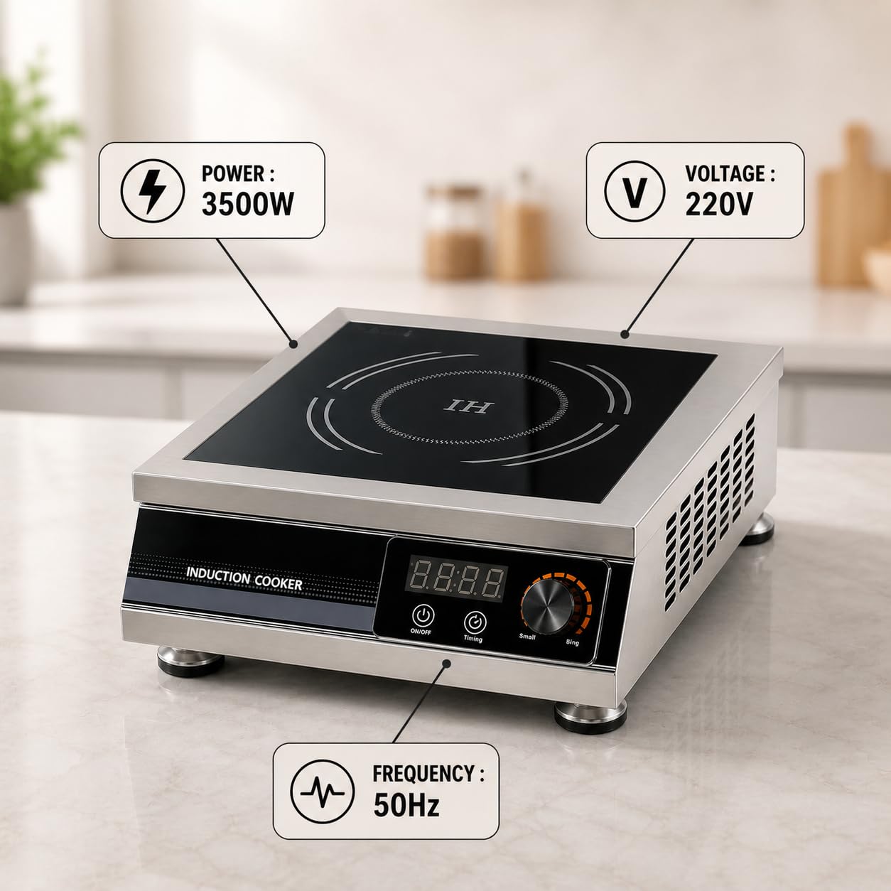 Gurubhai Equipment Commercial Induction Cooktop | Flat Induction Stove with Temperature Control | Heavy Duty Commercial Induction for Restaurant, Hotel & Catering Kitchen