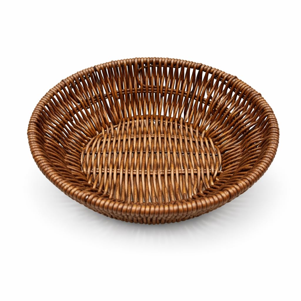 Gurubhai Equipments Wicker Basket with Handle, Handwoven Storage and Carry Basket for Home, Kitchen, Laundry and Gift Hampers