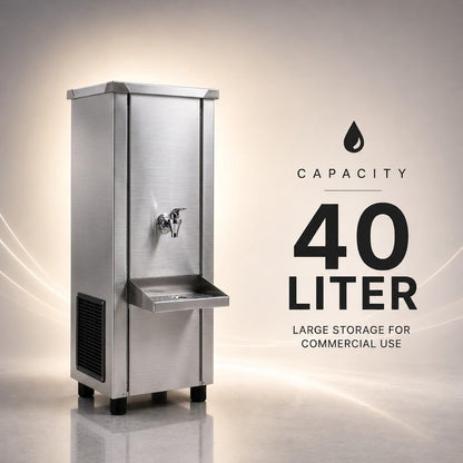 Gurubhai Equipments 40L Stainless Steel Water Cooler | Commercial Drinking Water Cooler Machine | Heavy Duty Electric Water Cooler for Office, School & Restaurant
