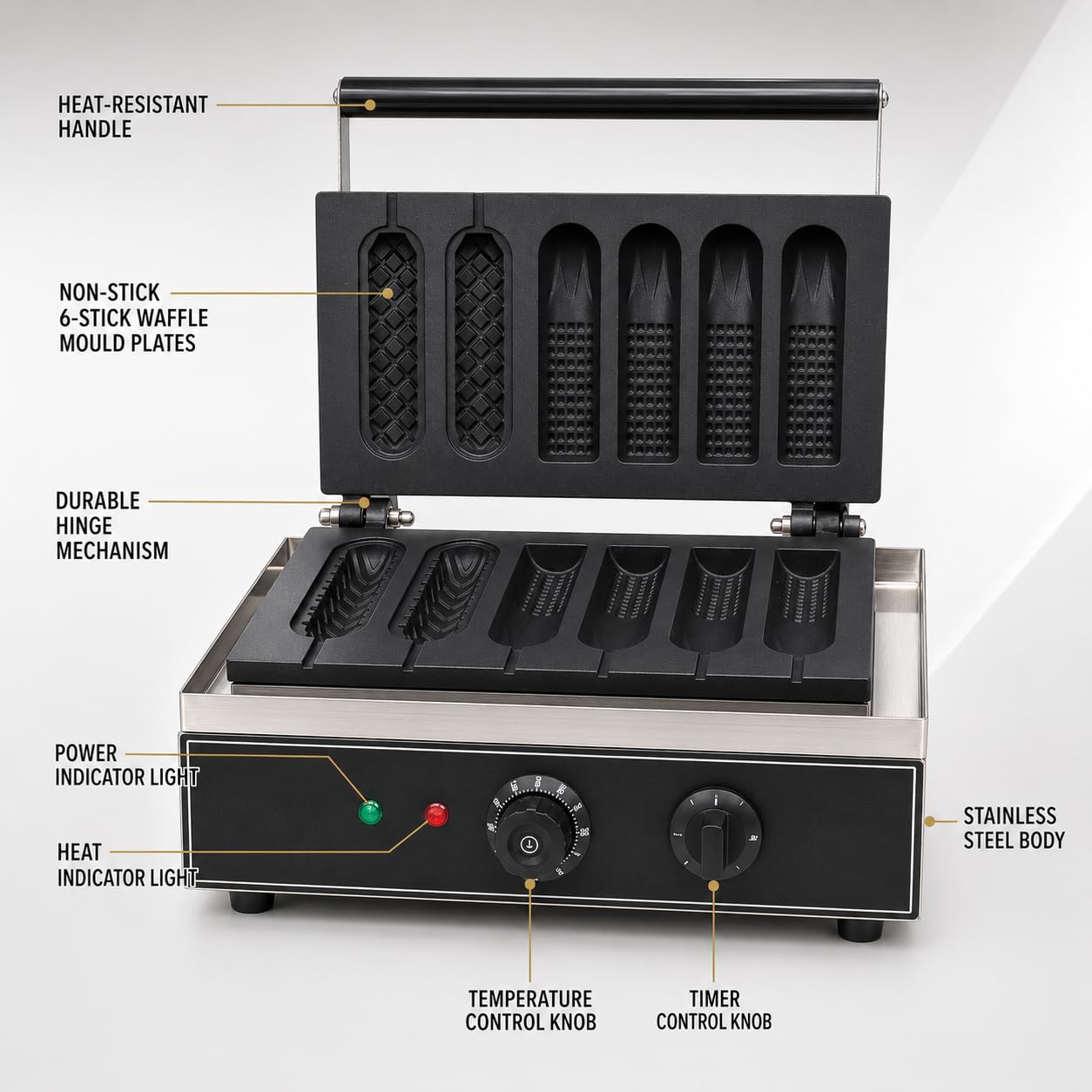 Gurubhai Equipments Corn Hot Dog Waffle Machine, Commercial Electric Corn Dog Maker, Professional Hot Dog Baker for Cafe Bakery Restaurant