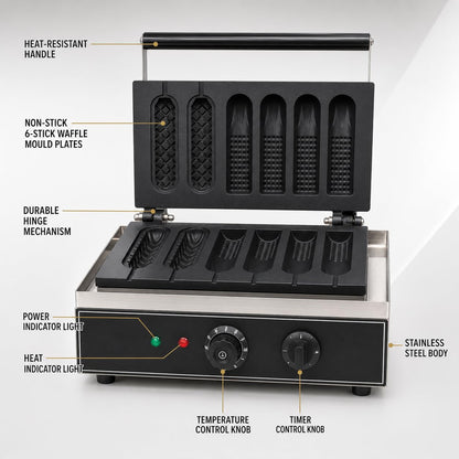 Gurubhai Equipments Corn Hot Dog Waffle Machine, Commercial Electric Corn Dog Maker, Professional Hot Dog Baker for Cafe Bakery Restaurant