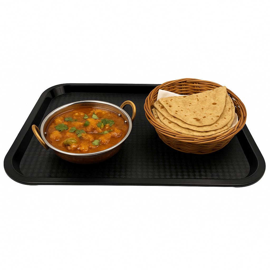 Gurubhai Equipments Serving Tray Heavy-Duty Rectangular Fast Food Trays for Restaurant, Cafeteria, Kitchen & Home Use | Easy-to-Clean, Non-Slip Food Serving Trays