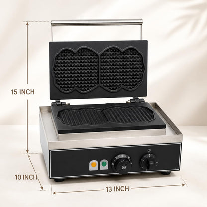 Gurubhai Equipments 2PCS Round Waffle Machine, Commercial Electric Waffle Maker Machine, Professional Belgian Waffle Maker for Cafe Bakery