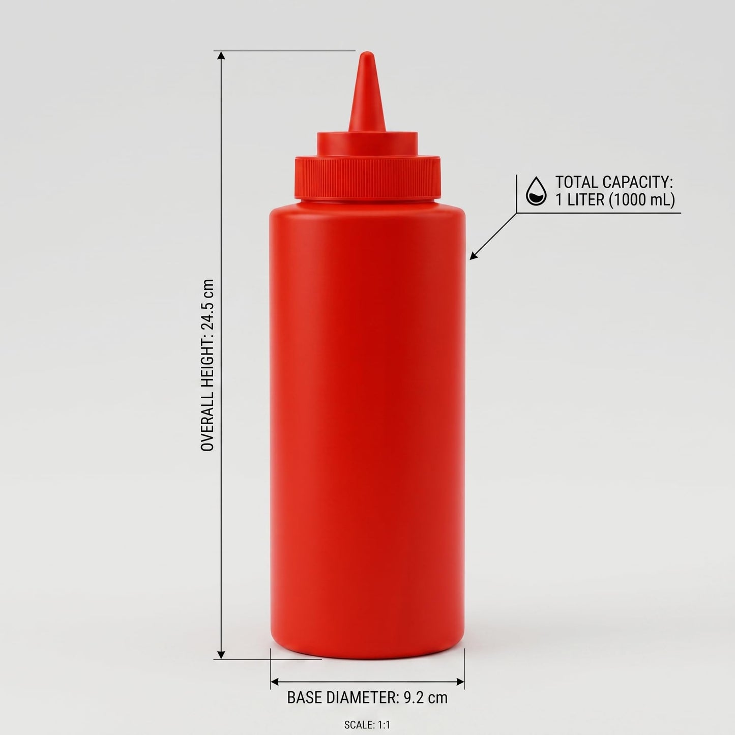 GURUBHAI EQUIPMENTS 1L Ketchup Sauce Bottles – Set of 6 | Commercial Squeeze Dispensers for Restaurants, Hotels, Cafeterias & Home Use | Reusable Plastic Bottle for Tomato Sauce, Chutney & Dressing