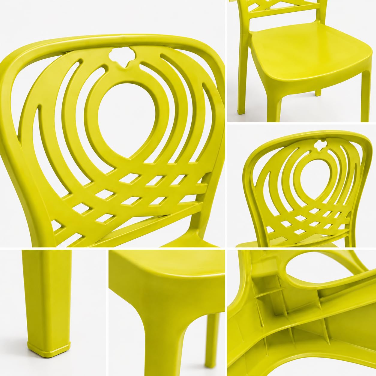 GURUBHAI EQUIPMENTS Restaurant Dining Chair Plastic Cafe Chair for Home Commercial Seating Furniture Lime Yellow Pack of 4