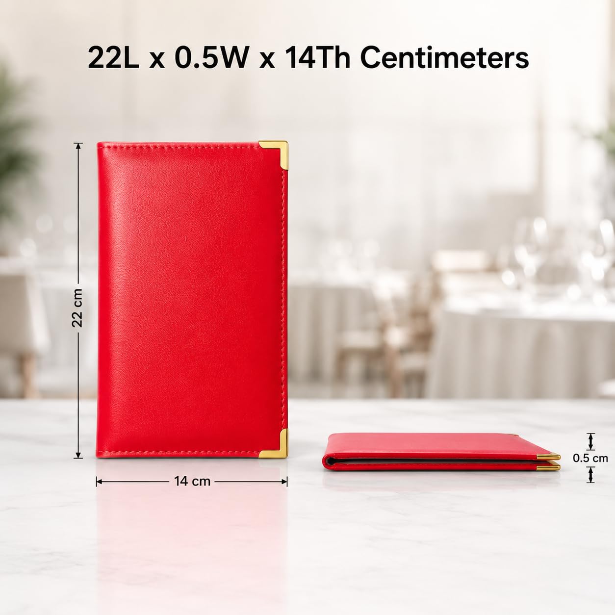 Gurubhai Equipments Red PU Leather Bill Folders – Set of 6 Premium Check Presenters for Restaurant, Hotel & Café | Durable Receipt Holders with Elegant Design for Dining Table Use