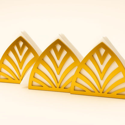 Gurubhai Equipments Decorative Tissue Holder Set of 3 – Golden Metal Napkin Holder Stand for Dining Table | Elegant Cutwork Design Tissue Dispenser for Home, Kitchen & Restaurant Use
