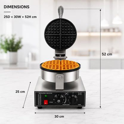 Gurubhai Equipments Round Belgian Waffle Machine, Commercial Electric Belgian Waffle Maker, Non-Stick Waffle Baker for Cafe Bakery Restaurant