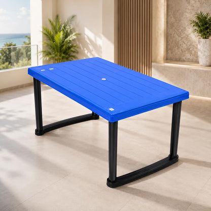 GURUBHAI EQUIPMENTS Melody Plastic Dining Table & Chair Rectangular Table for Home Cafe Restaurant Dining Use Blue Pack of 1