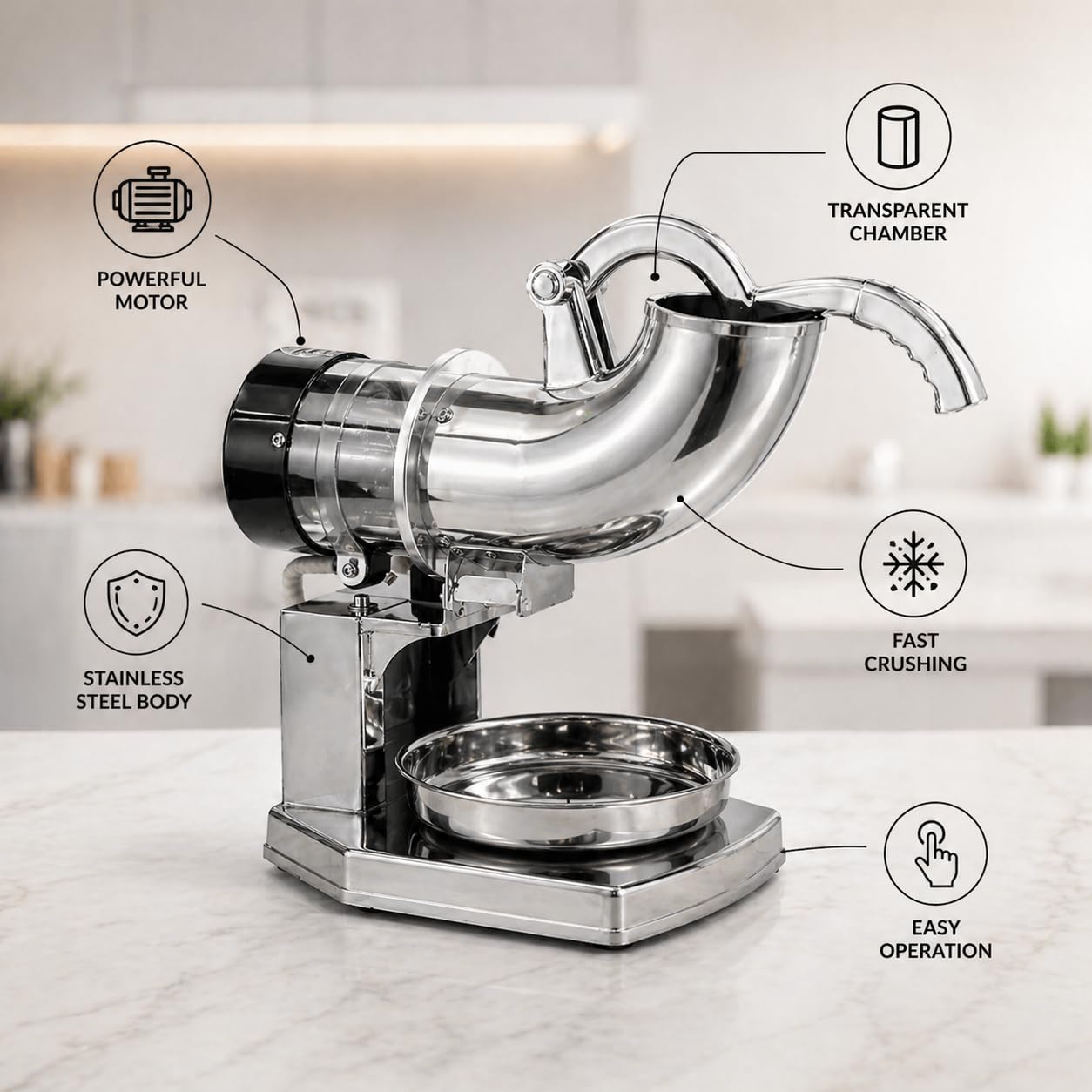 Gurubhai Equipments Commercial Heavy Duty Gola Machine | Electric Ice Shaver & Ice Crusher | Snow Cone Maker for Juice Shop, Restaurant, Café