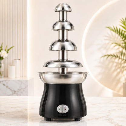 Gurubhai Equipments Electric Chocolate Fountain Machine with Stainless Steel Tower | 3-Tier Chocolate Fountain | Motor & Heating Control for Parties, Hotels, Catering & Events