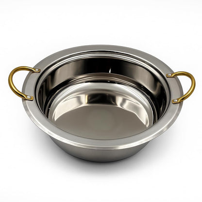 Gurubhai Equipments Royal Hammered Gold Chafing Dish with Lid – Traditional Round Buffet Food Warmer with Fuel Burner | Luxury Hot Server for Wedding, Catering, Hotel & Restaurant Use