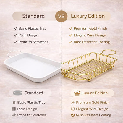 Gurubhai Equipments Metal Wire Serving Basket with Handle | Snack & French Fries Serving Tray | Restaurant Tabletop Bread & Fries Basket for Home, Cafe & Hotel