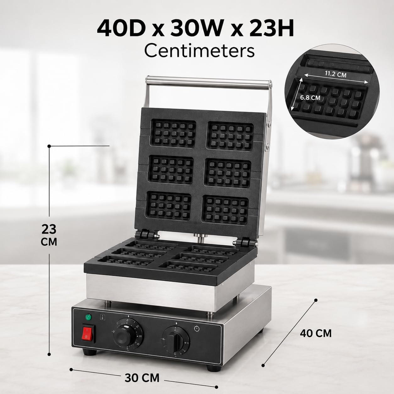 Gurubhai Equipments 6 PCS Biscuit Waffle Machine, Commercial Electric Biscuit Baker, Non-Stick Waffle Biscuit Maker for Cafe Bakery Restaurant