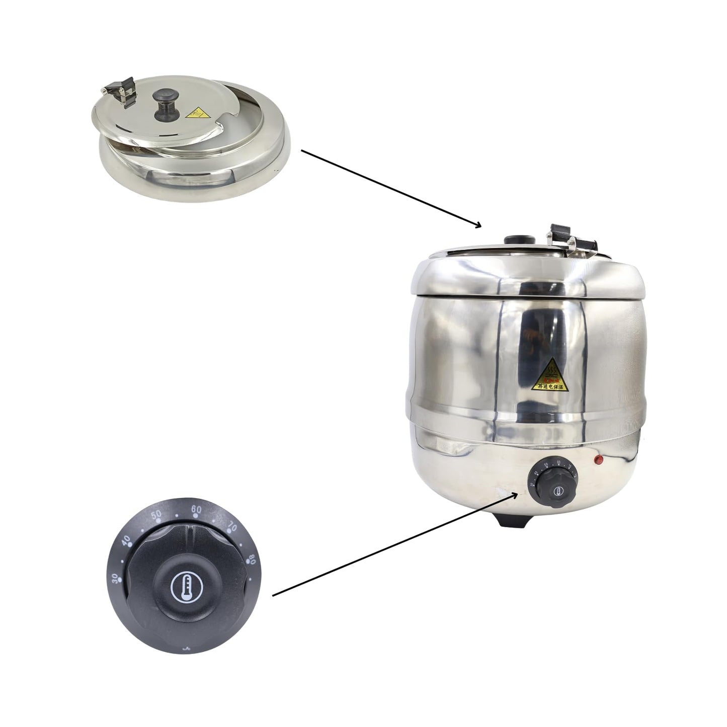 Gurubhai Equipments Electric Golden Soup Kettle Warmer, 10 Liter – Soup Warmer Tureen for Catering, Restaurants & Buffets, Ideal for Keeping Soups, Stews & Hot Foods Warm