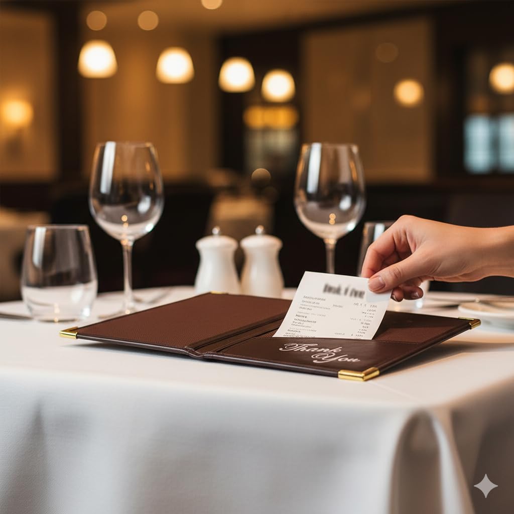 Gurubhai Equipments Bill Folder for Restaurant & Café Receipt Presenter with Thank You Print – Durable Menu & Receipt Holder for Hotels, Dine-in & Billing
