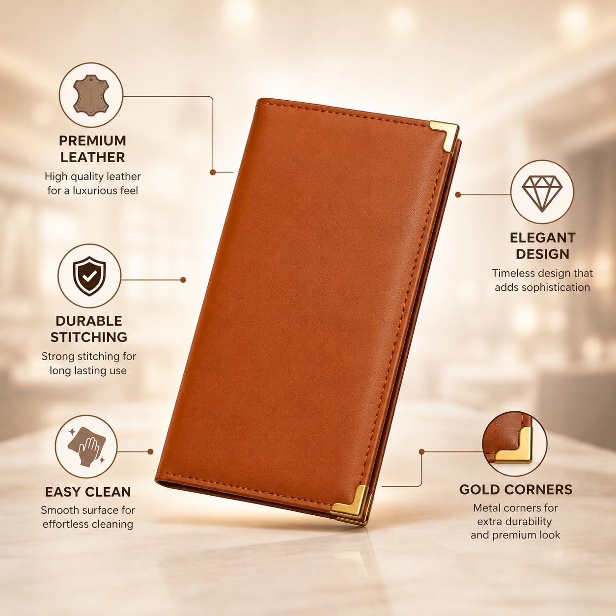 Gurubhai Equipments Bill Folder for Restaurant & Café Receipt Presenter with Thank You Print – Durable Menu & Receipt Holder for Hotels, Dine-In & Billing
