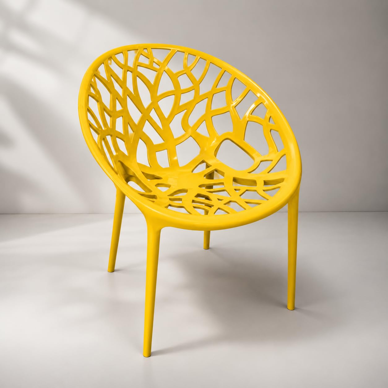 GURUBHAI EQUIPMENTS Restaurant Chair Cafe Chair Stainless Steel Plastic Dining Chair Commercial Seating Yellow Pack of 4