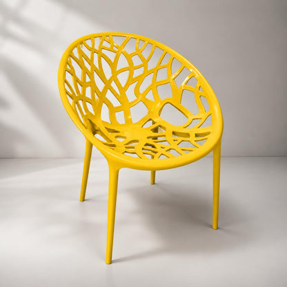 GURUBHAI EQUIPMENTS Restaurant Chair Cafe Chair Stainless Steel Plastic Dining Chair Commercial Seating Yellow Pack of 4