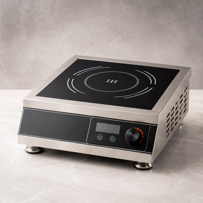 Gurubhai Equipment Flat Commercial Induction Cooktop 5000W | Stainless Steel Flat Induction Stove with Temperature Control | Heavy Duty Commercial Induction for Restaurant, Hotel & Catering Kitchen