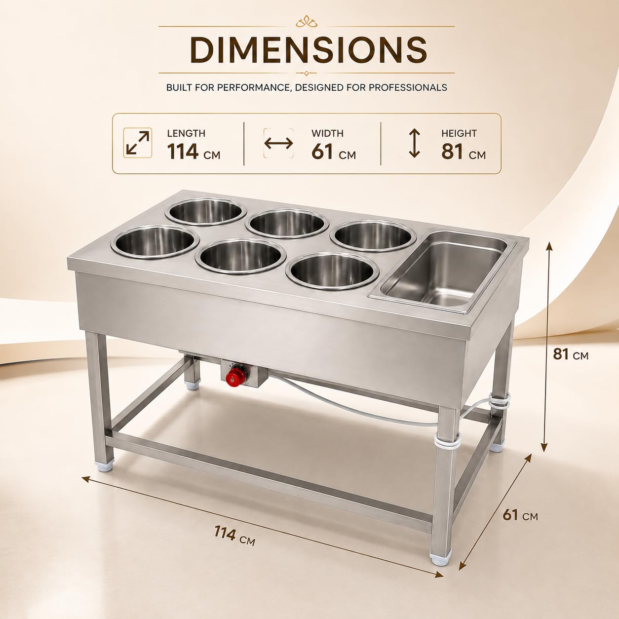 Gurubhai Equipments Electric Bain Marie Counter – Commercial Food Warmer GN Pans for Buffet, Restaurant, Hotel & Catering Service