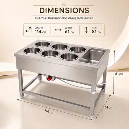 Gurubhai Equipments Electric Bain Marie Counter – Commercial Food Warmer GN Pans for Buffet, Restaurant, Hotel & Catering Service