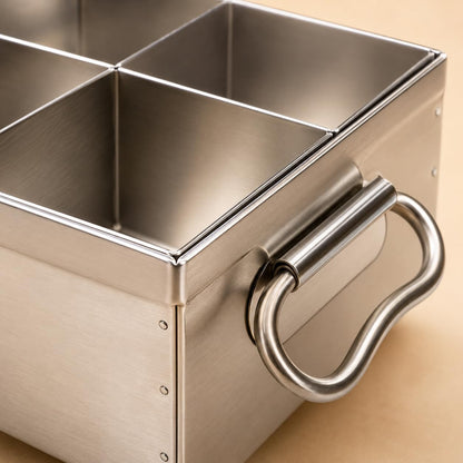GURUBHAI EQUIPMENTS Stainless Steel Masala Peti 6 Compartments Spice Box Masala Dabba for Kitchen Spice Storage Container