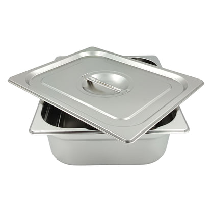 GURUBHAI EQUIPMENTS Gn Pan Food Container 1/2 100mm (4" Deep) Stainless Steel Gastronorm Pan with Lid-(Set of 1) – Easy-to-Clean Food Storage Solution for Commercial Kitchens, Catering use