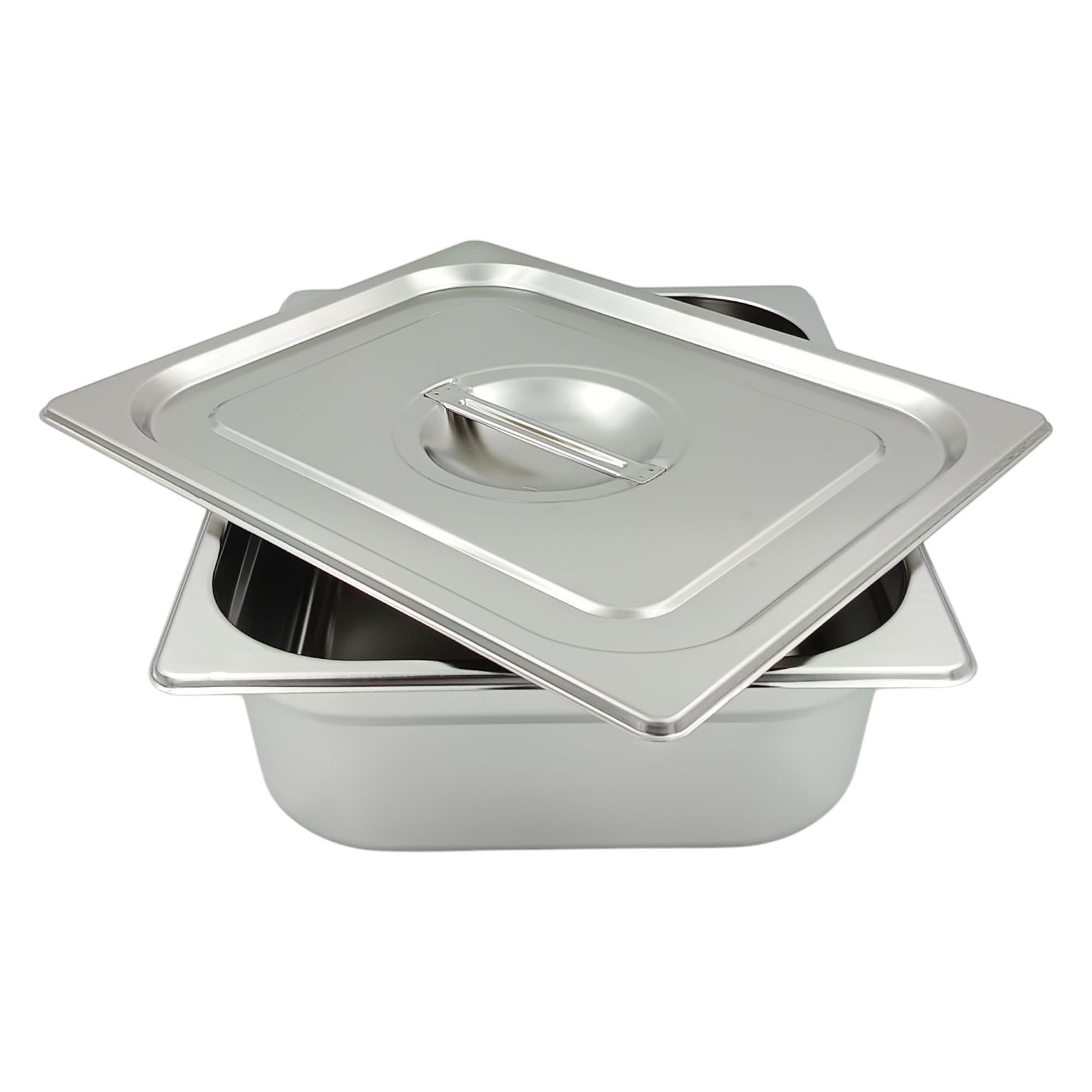 GURUBHAI EQUIPMENTS Gn Pan Food Container 1/2 100mm (4" Deep) Stainless Steel Gastronorm Pan with Lid (Set of 1) - Easy-to-Clean Food Storage Solution for Commercial Kitchens, Catering Use