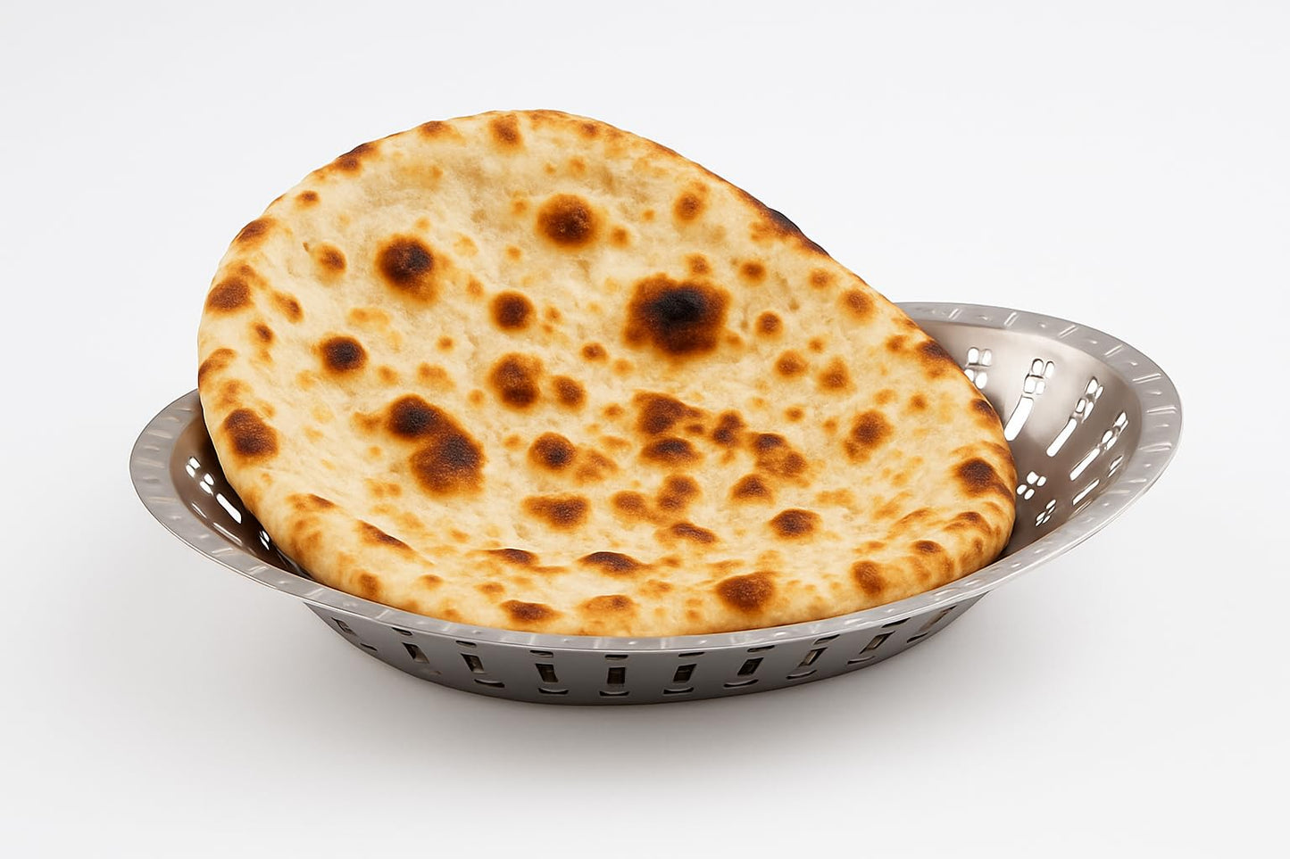 Gurubhai Equipments Stainless Steel Naan Serving Bowl Set of 2 | Oval Bread Basket with Laser Cut Design | Elegant Nan Serving Basket for Restaurants, Hotels, Catering & Home Kitchen Use (Small)