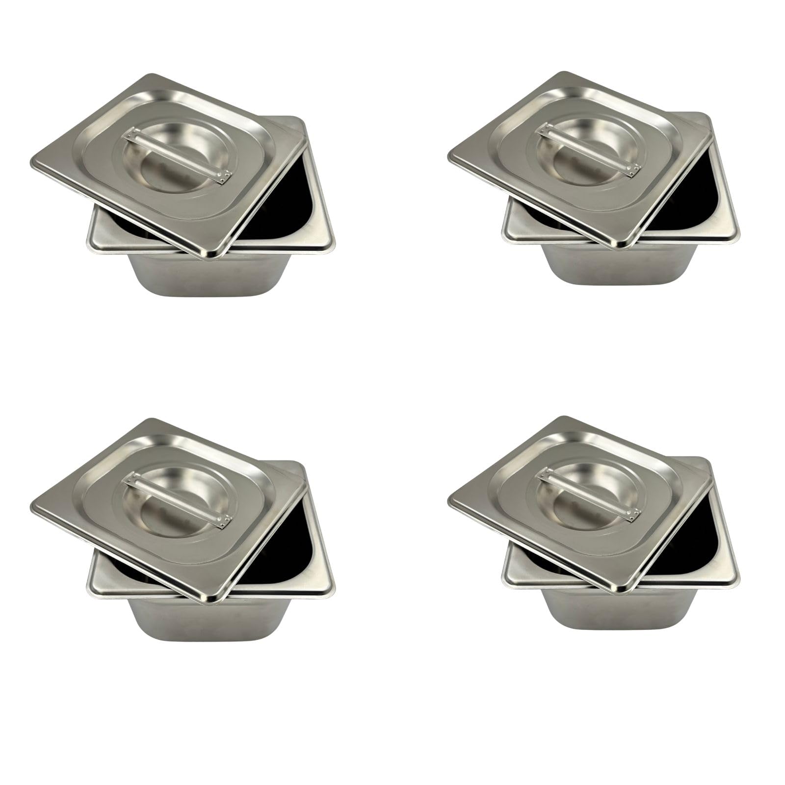 GURUBHAI EQUIPMENTS Gn Pan Food Container 1/2 100mm (4" Deep) Stainless Steel Gastronorm Pan with Lid-(Set of 1) – Easy-to-Clean Food Storage Solution for Commercial Kitchens, Catering use