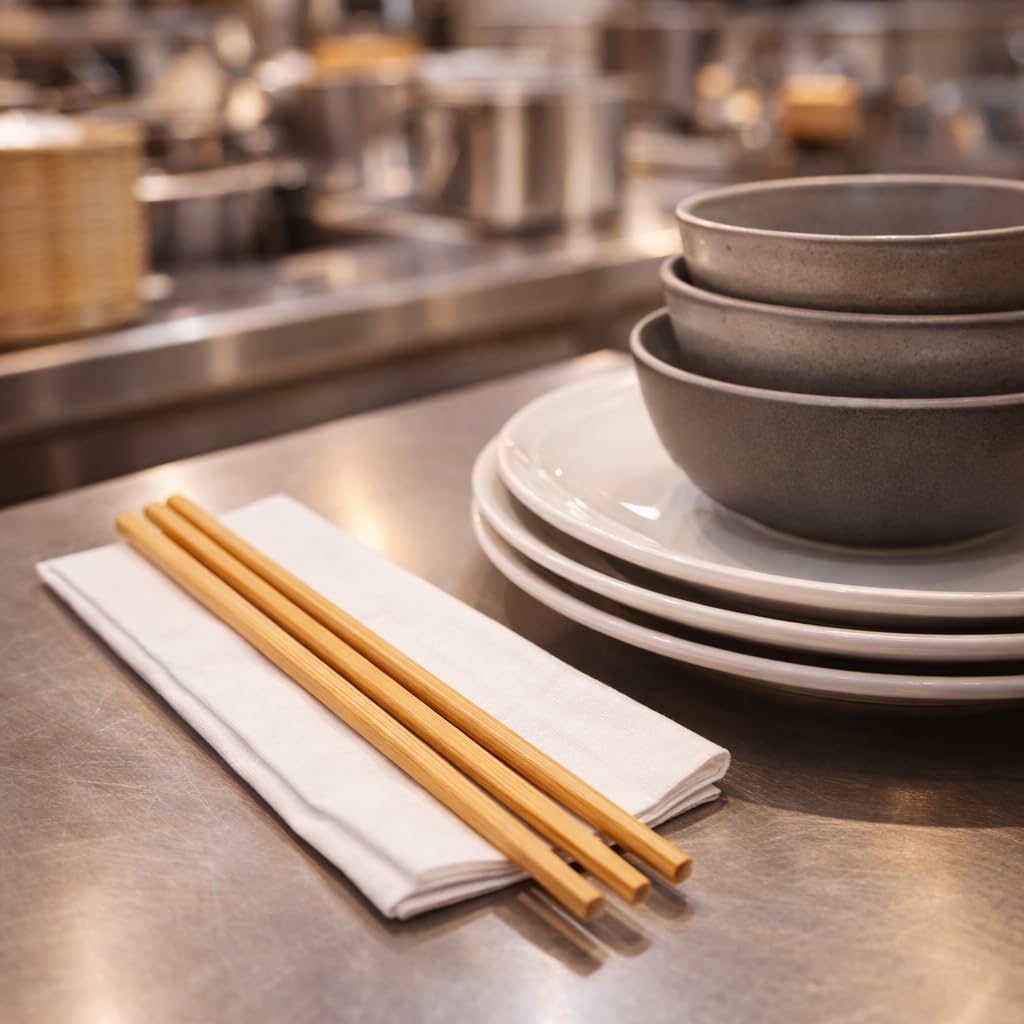 Gurubhai Equipments Bamboo Chopsticks | Natural Wooden Reusable Asian Dining Utensils for Noodles, Sushi, Rice & Chinese Food 20 pc