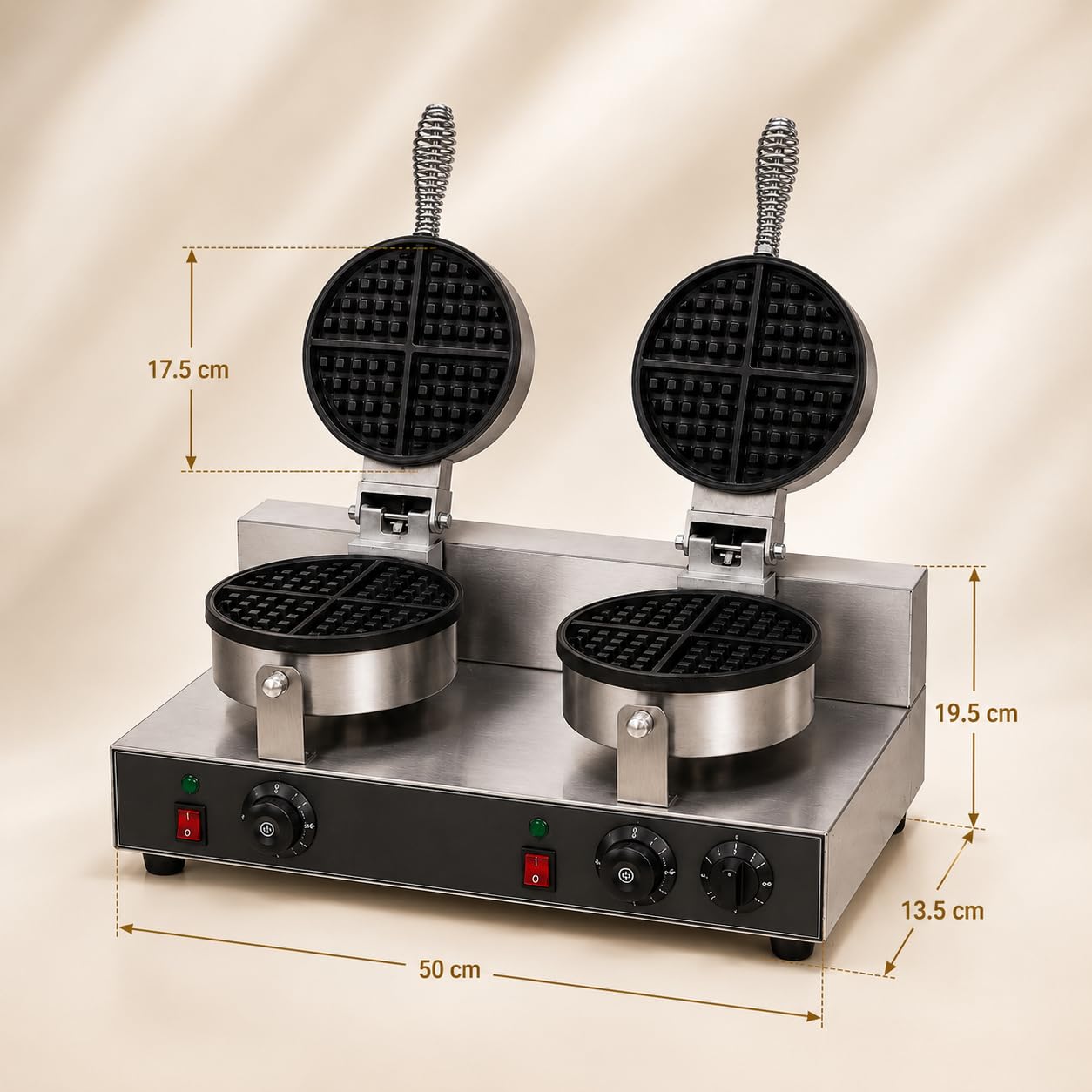 Gurubhai Equipments Commercial Waffle Maker Machine, Electric Belgian Waffle Baker, Professional Waffle Machine for Cafe Bakery Restaurant Food Stall