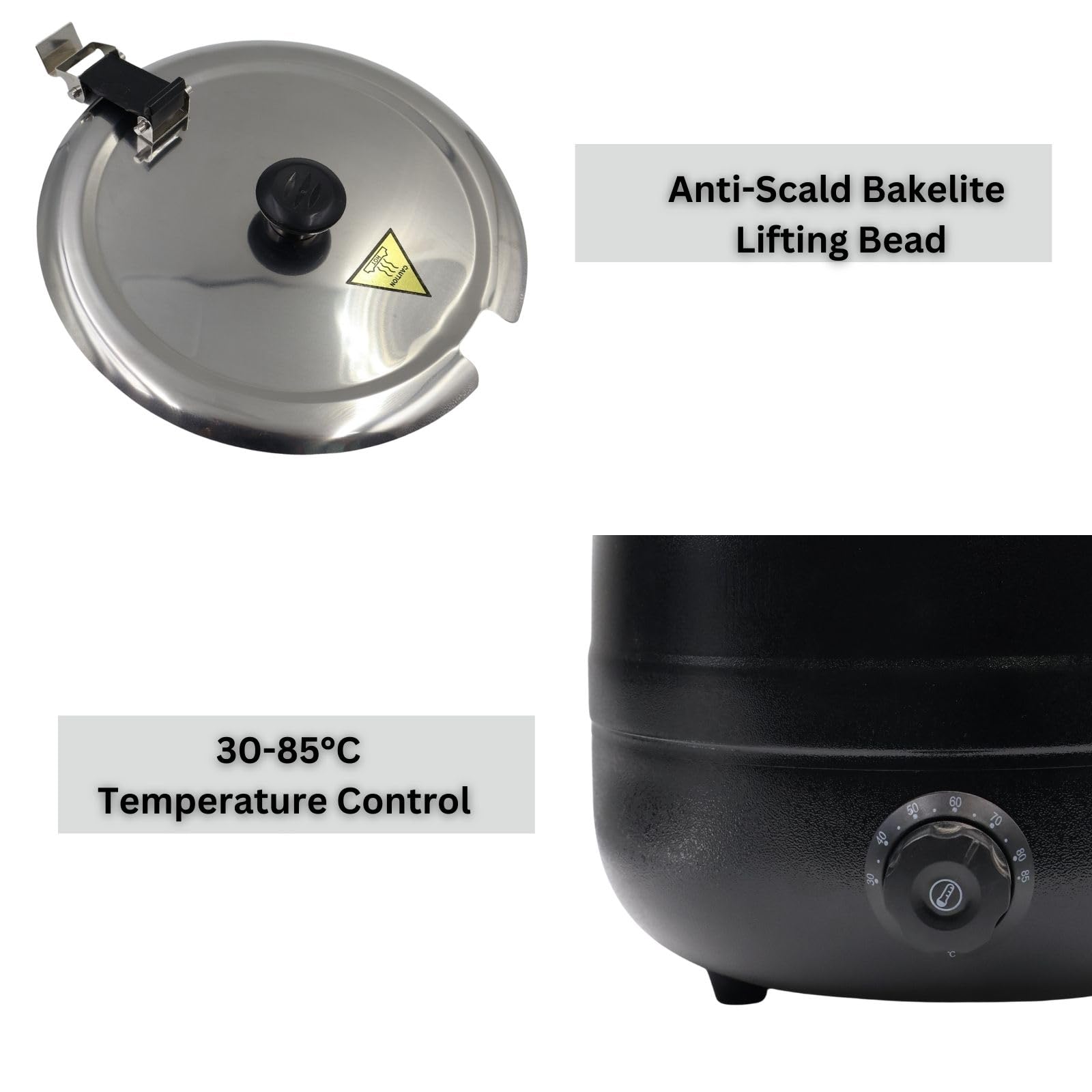 Gurubhai Equipments Electric Golden Soup Kettle Warmer, 10 Liter – Soup Warmer Tureen for Catering, Restaurants & Buffets, Ideal for Keeping Soups, Stews & Hot Foods Warm