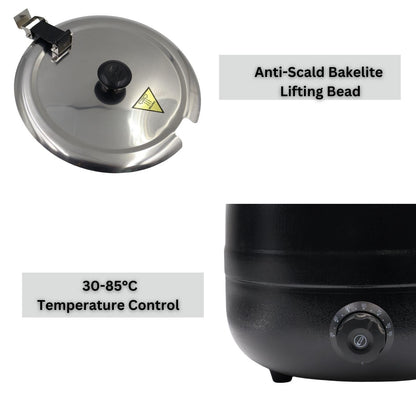 Gurubhai Equipments Electric Soup Kettle Warmer, 10 Liter, Soup Warmer, Soup Tureen for Catering, Restaurants, Buffets, and Food Service Businesses Ideal for Keeping Soups, Sauces, and Stews Warm